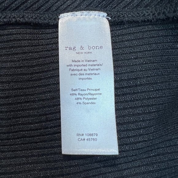 RAG & BONE Top Womens M The Rib Knit Side Tie Turtleneck Cropped Tee Long Sleeve - Picture 9 of 13